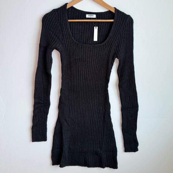 Rumored Alpine Mini Dress Long Sleeve Bodycon Chic Casual Night Out Medium Black - Picture 1 of 14